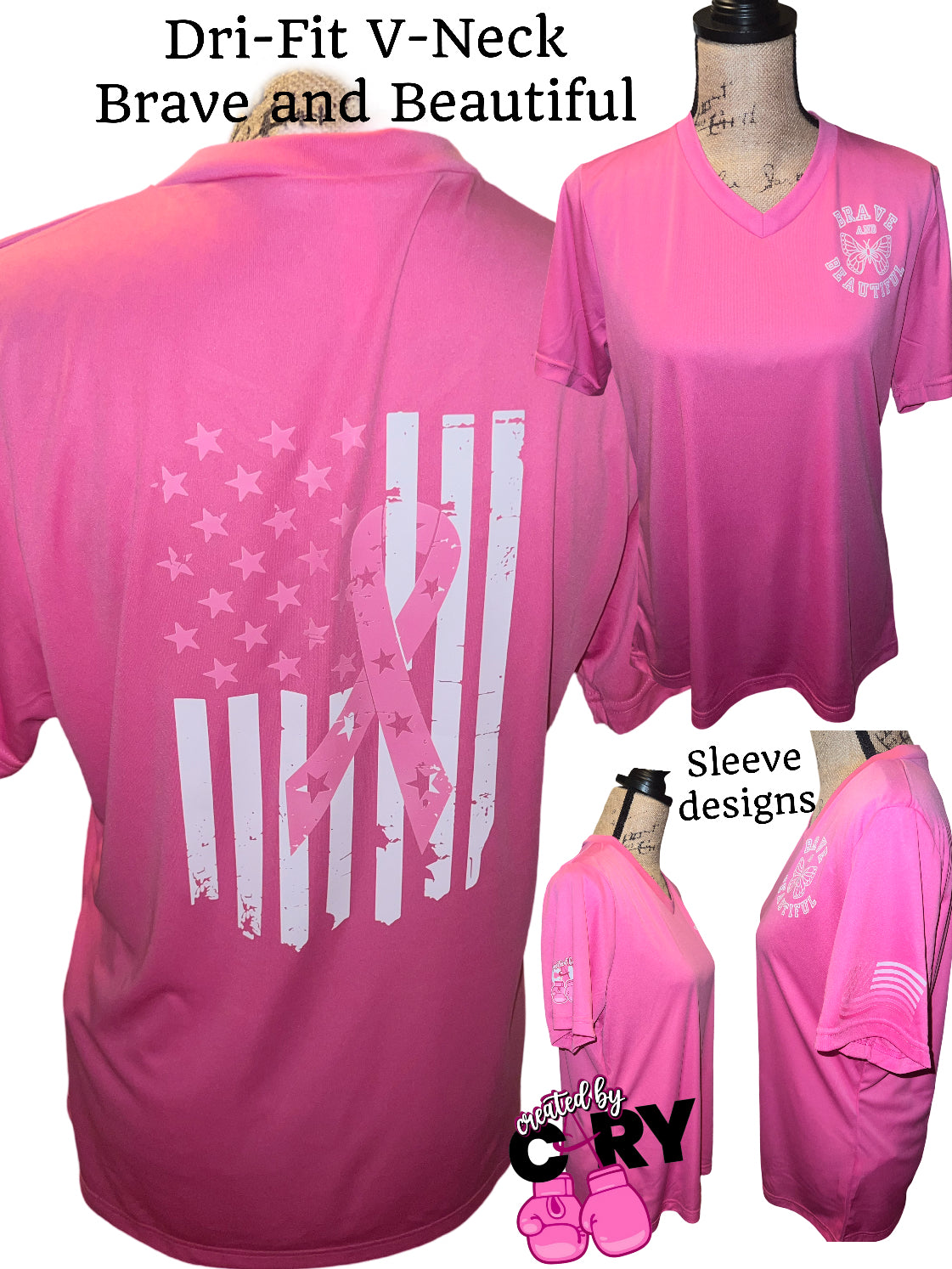 Brave and Beautiful dri-fit V-neck women’s shirt