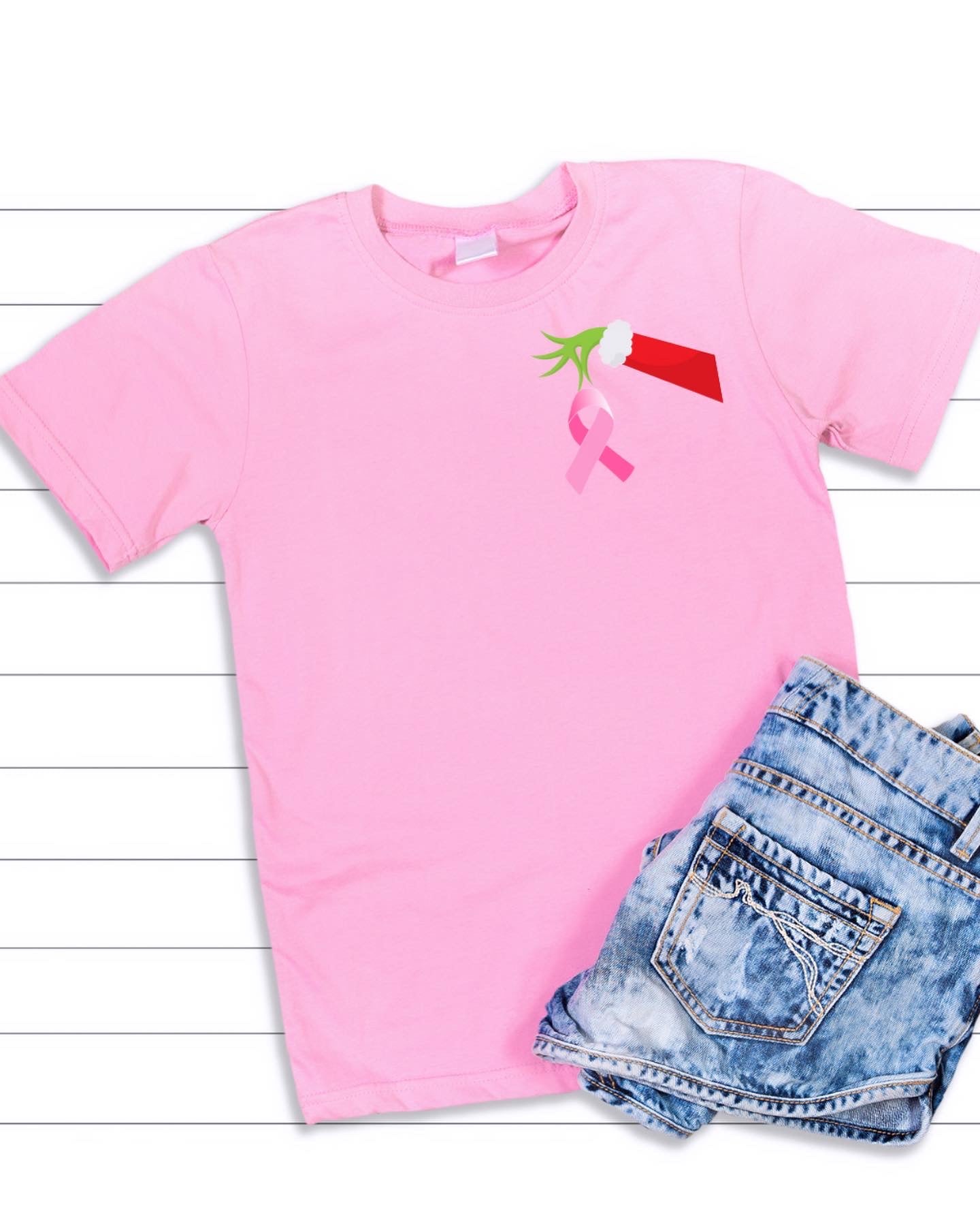 Grinch Breast Cancer Ribbon Shirt