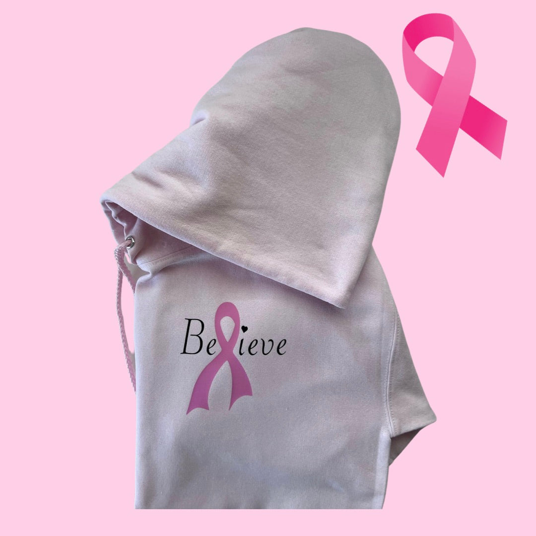 BELIEVE breast cancer unisex hoodie