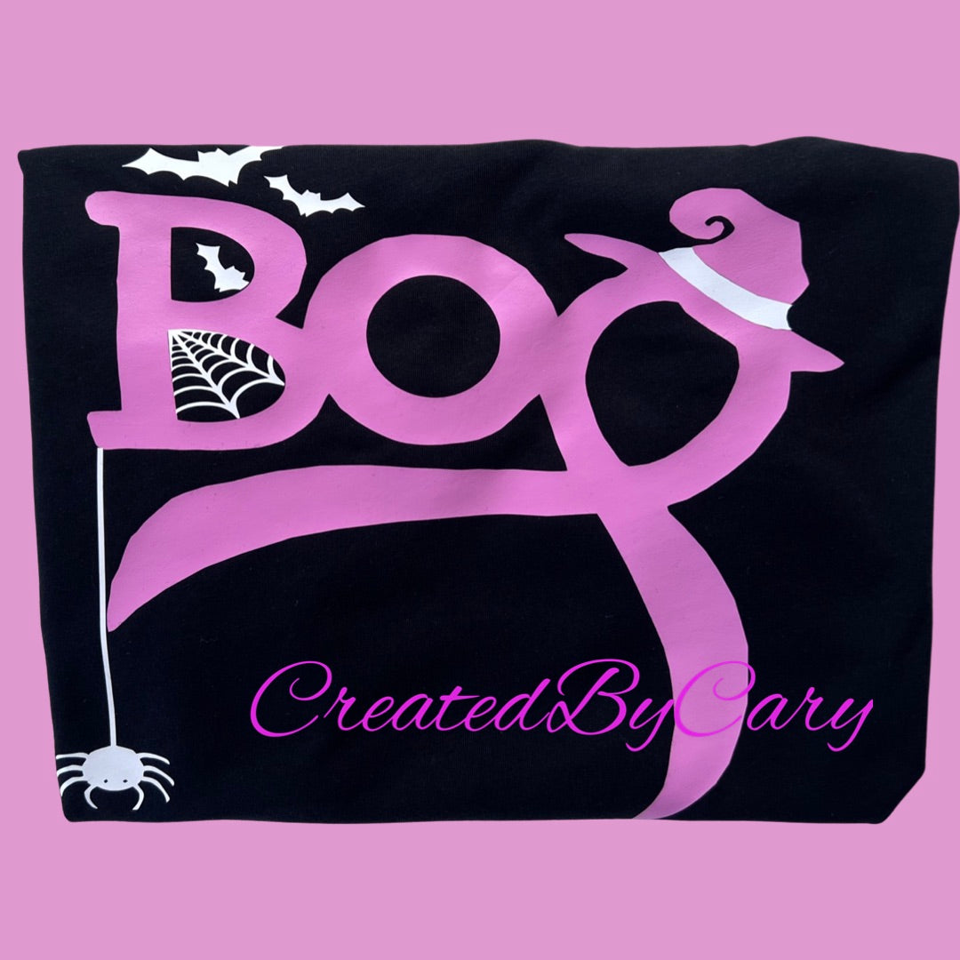 Halloween BOO breast cancer graphic women’s T-shirt