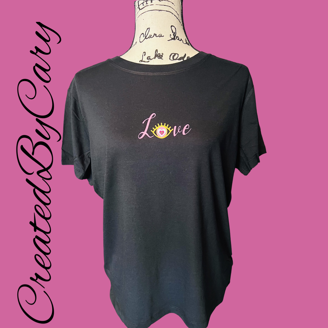 Love (pink evil eye) tee