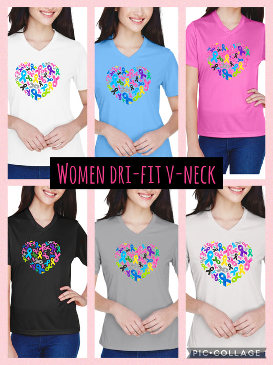 Cancer Awareness multi-color ribbons dri-fit shirts