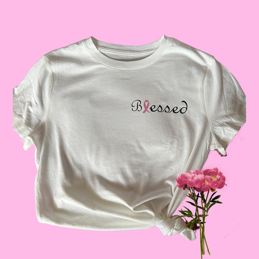 BLESSED Breast Cancer women’s short sleeve t-shirt