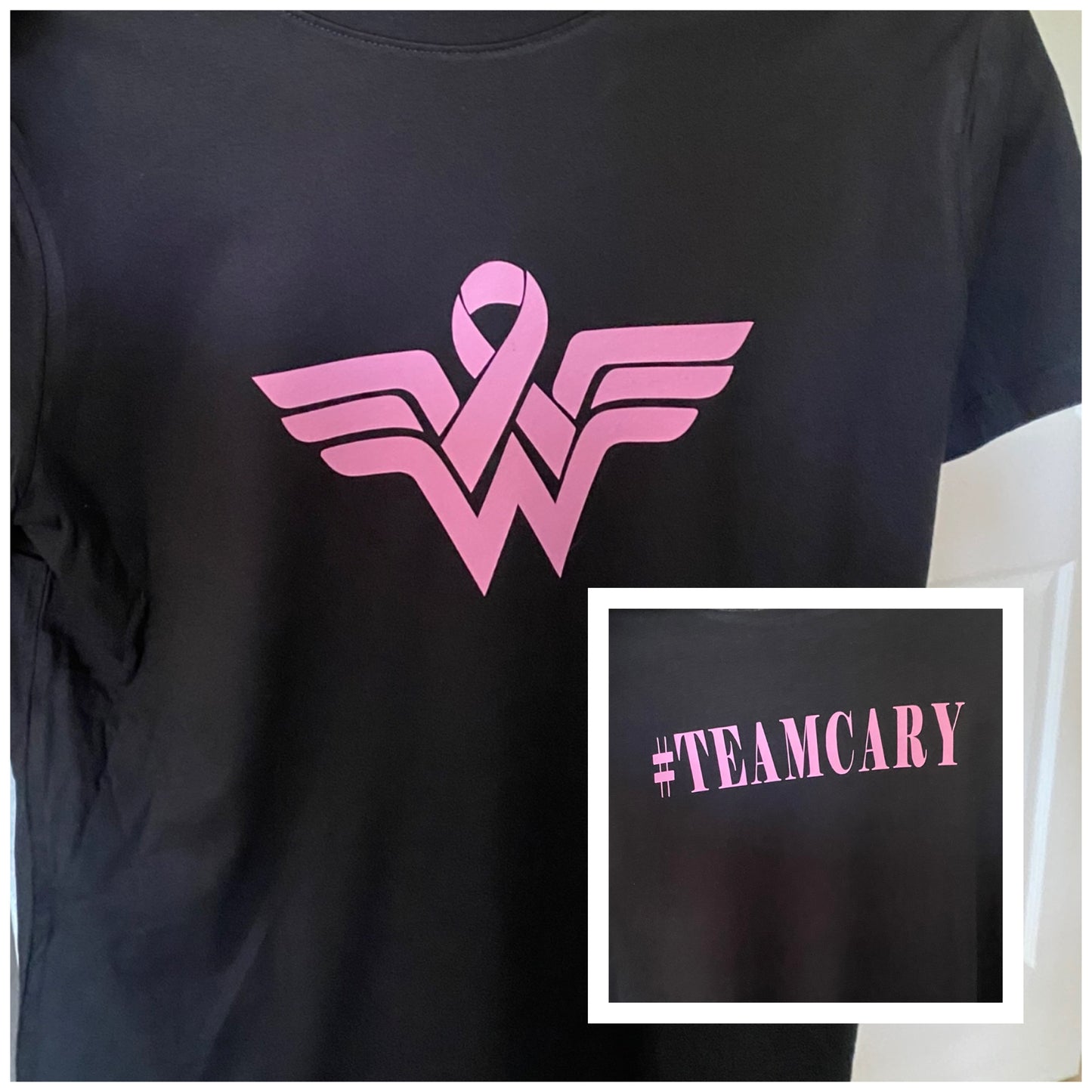 Women’s WonderWoman breast cancer short sleeve t-shirt