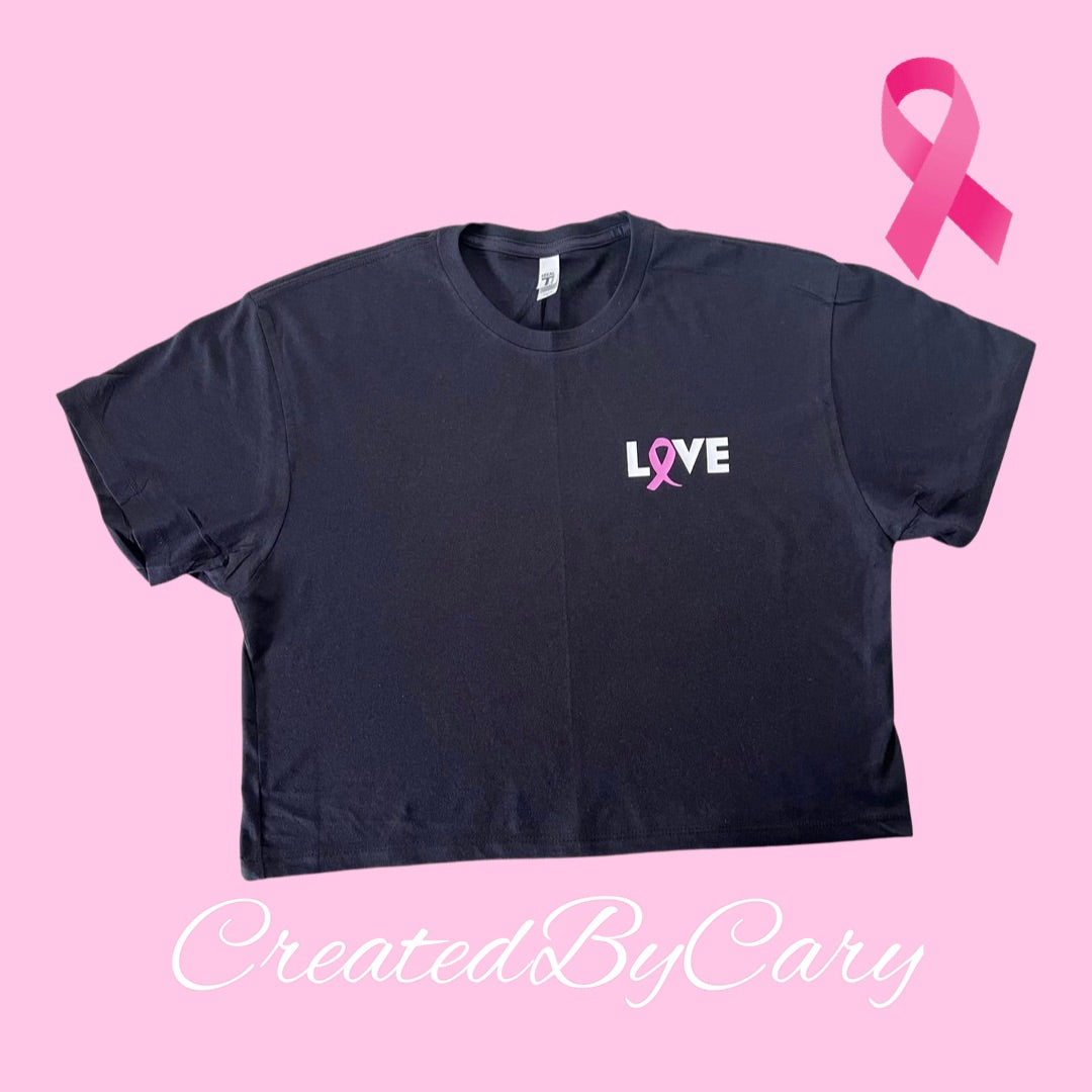 LOVE breast cancer crop top