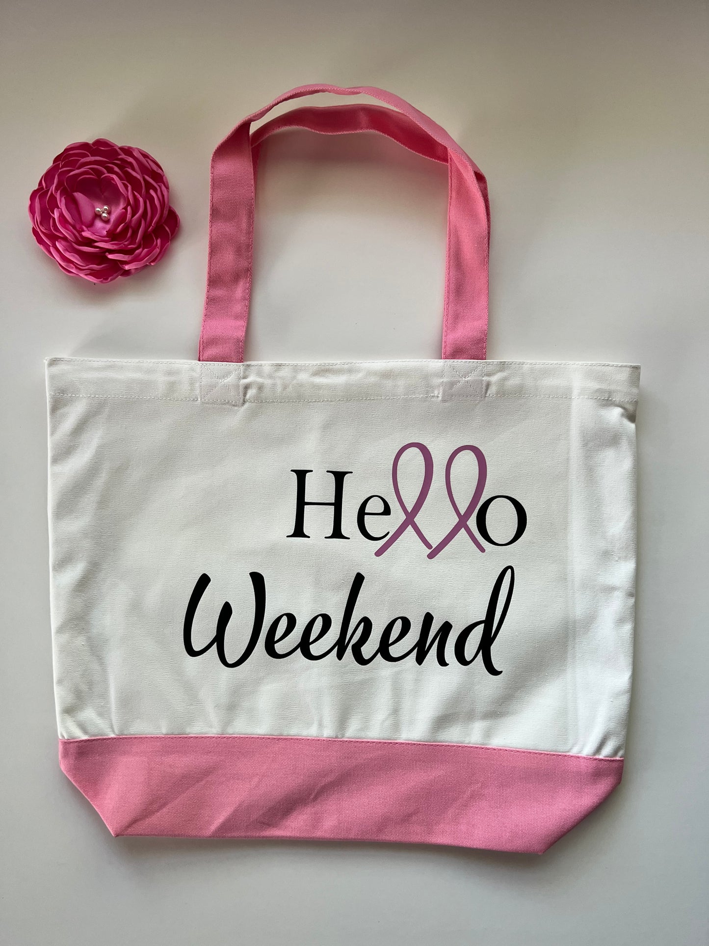 Pink & canvas tote bag (various images)
