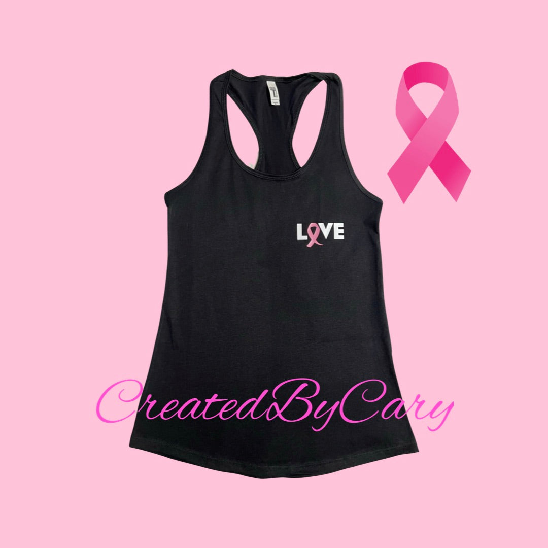 LOVE breast cancer racerback tank top