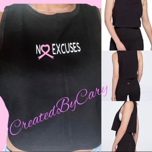 NO EXCUSES muscle crop tank top